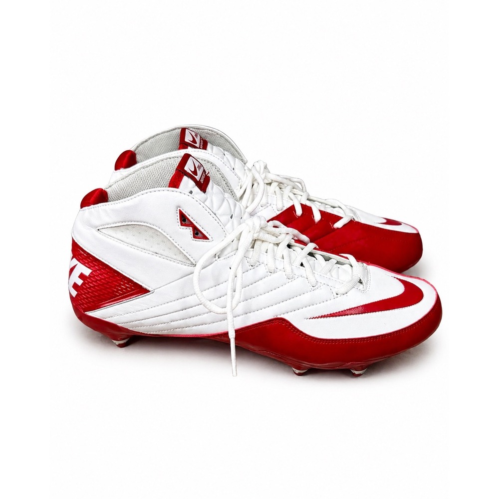 Nike Super Speed Football Cleats Mens 15 Red White 396253-161 Mid Top Shoes‎